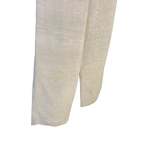 Vintage 90s Cream High Rise Linen Wide Leg Pants 10 Tall - Picture 3 of 11